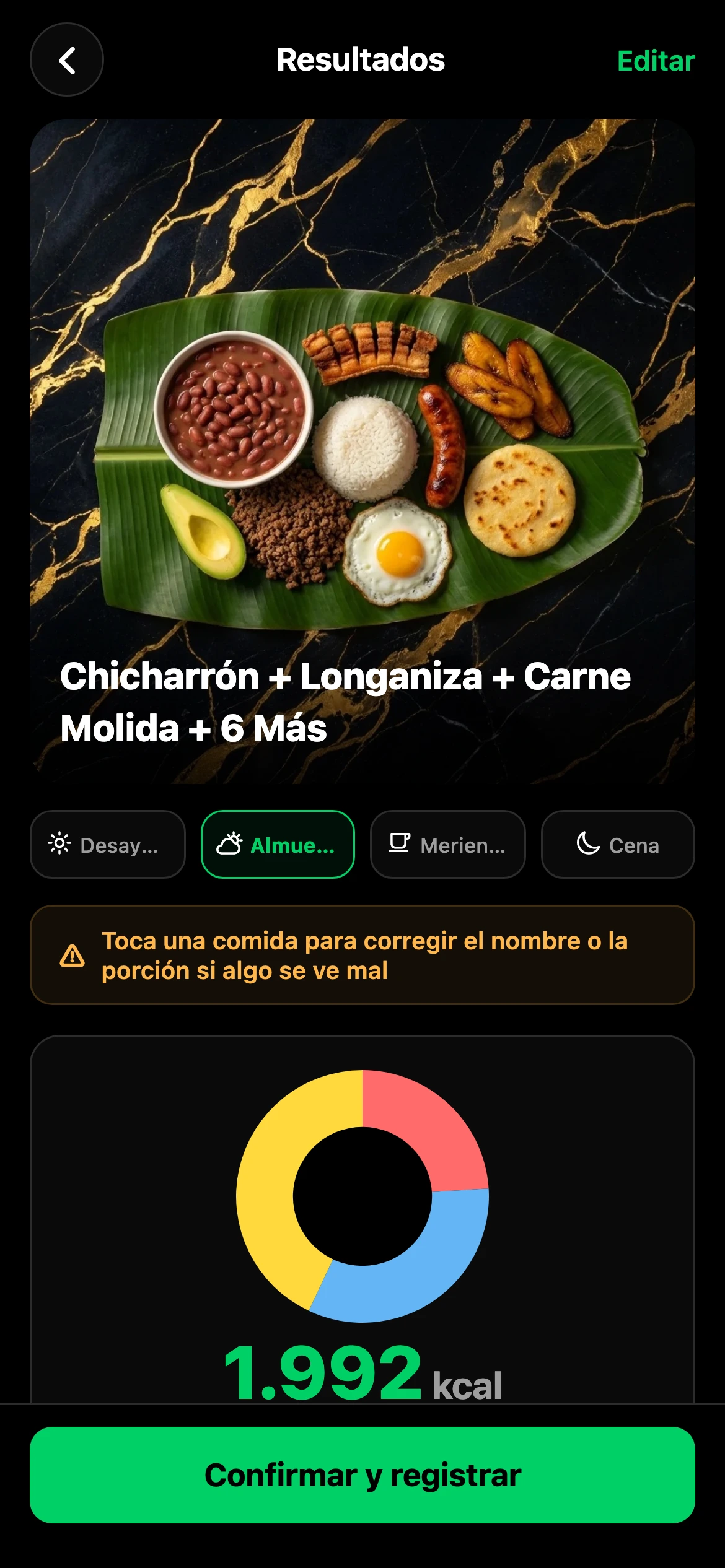 Resultado del escaneo: 1.992 kcal